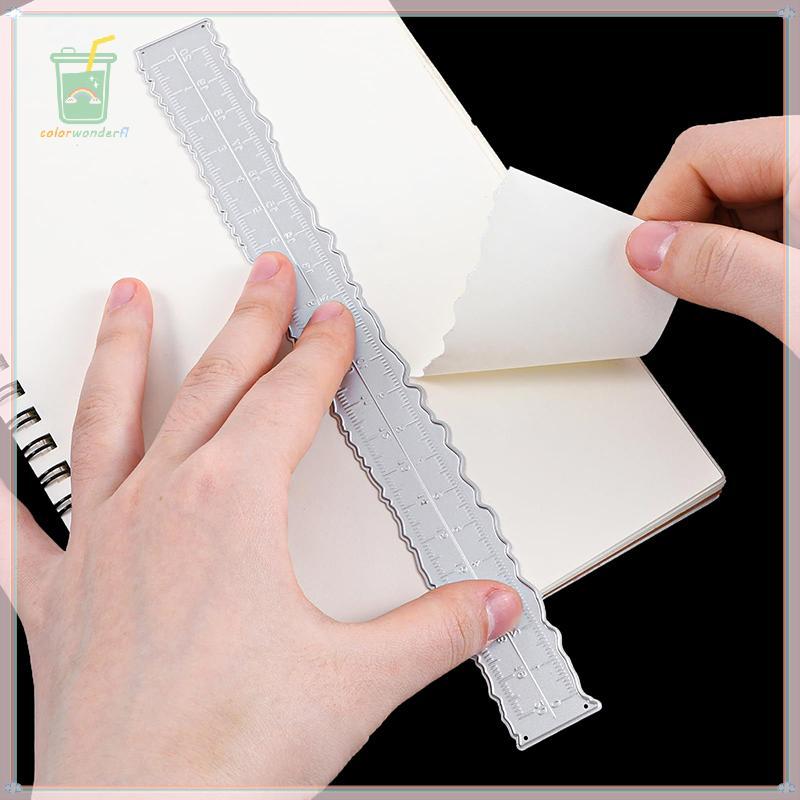 [สี] 3pcs กระดาษ Tearing ไม้บรรทัดไม่สม่ําเสมอขอบเครื่องมือวัดโลหะลายฉลุกระดาษ Ripper เครื่องมือสําหรับการ์ดทํา Scrapbooking TH