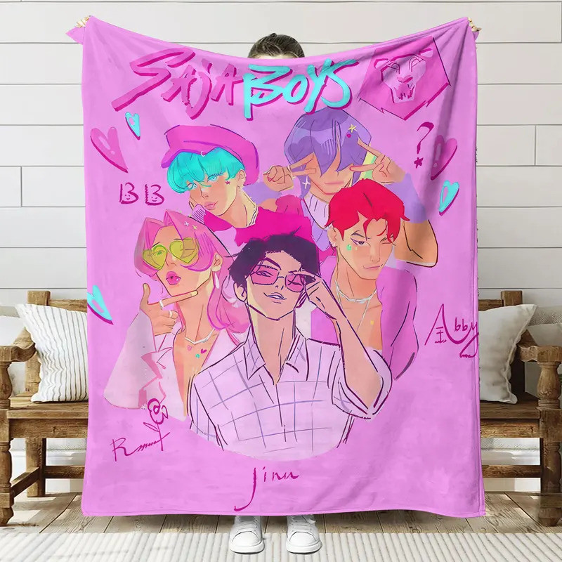ผ้าห่มสักหลาด K-Pop De Mon Hunters Hun-Trix สำหรับเด็ก ขนาด 1 ชิ้น นุ่ม อุ่น ฟูกี้ สวยงามสำหรับเตียงนอนในฤดูหนาว