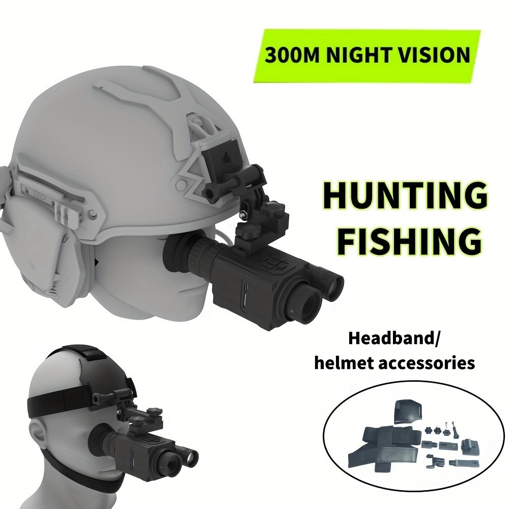 1080P Night Vision Monocular - ซูม 5X, IR 300 ม., Head Mountable - สําหรับล่าสัตว์, ตกปลา & Camping (สีดํา)