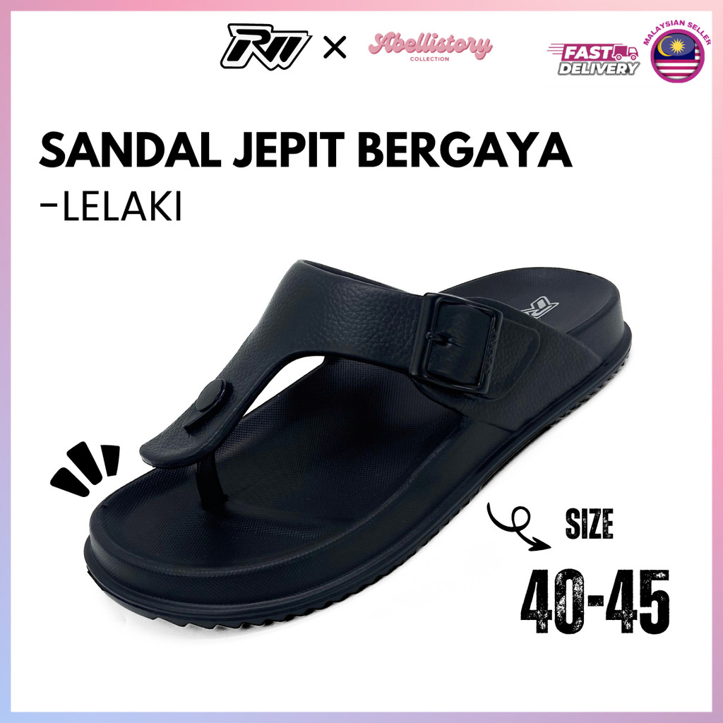 (Abellistory) Mens Toe-Post Sandal Jepit Lelaki Bergaya Comfort Footbed Size 40-45 (RW03-006)