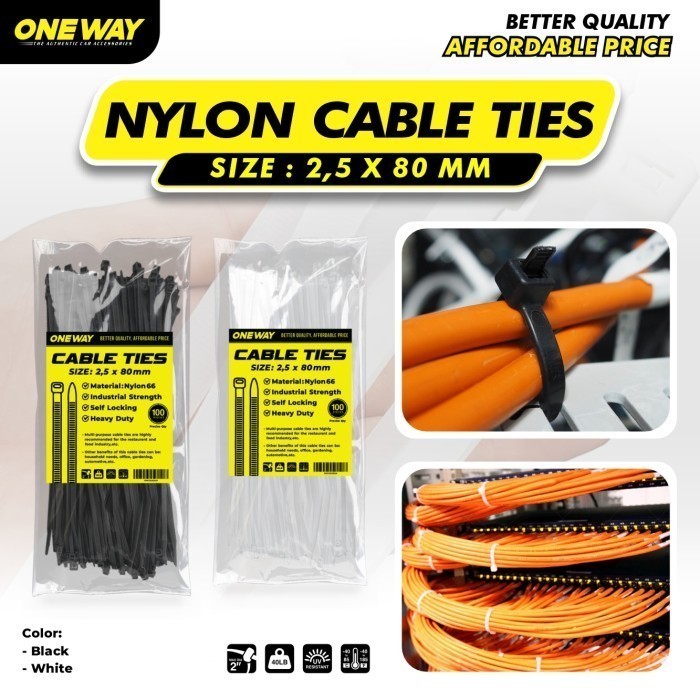 ไนลอนสายผูก / Kabel Tis 2.5x80 มม.สายผูกไนลอนสายผูกสีขาว 2.5 x 80 มม. แข็งแรงอเนกประสงค์สายกาวเนื้อห