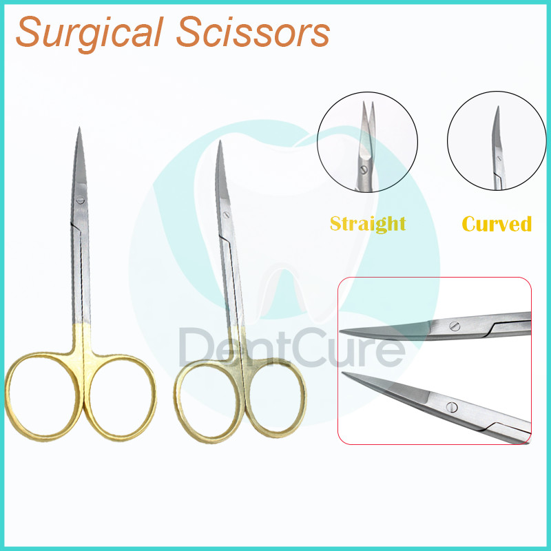 Stainless Steel Scissors Dental Scissors Straight/Curved Tip 11.5cm Forceps Dentist Tools Dentistry Instrument