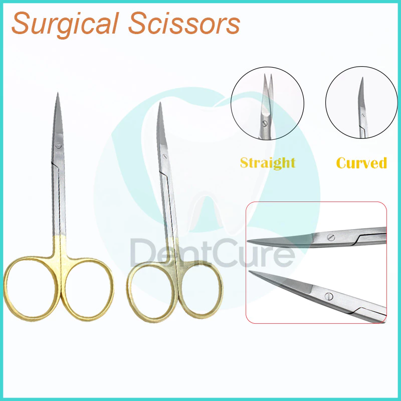 Stainless Steel Scissors Dental Scissors Straight/Curved Tip 11.5cm Forceps Dentist Tools Dentistry Instrument
