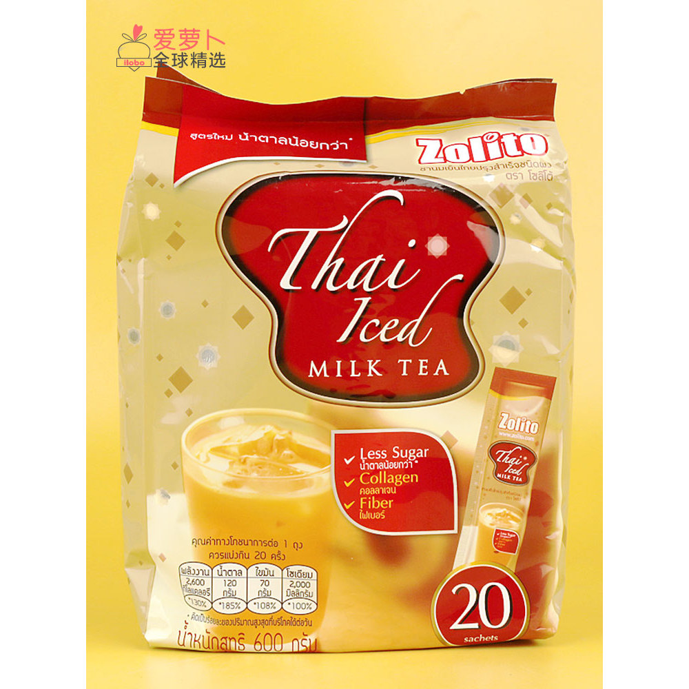 Thailand Zolito Thai Iced Thai Instant Drink Ice Milk Tea Powder 600g (30gx 20 ชิ้น)