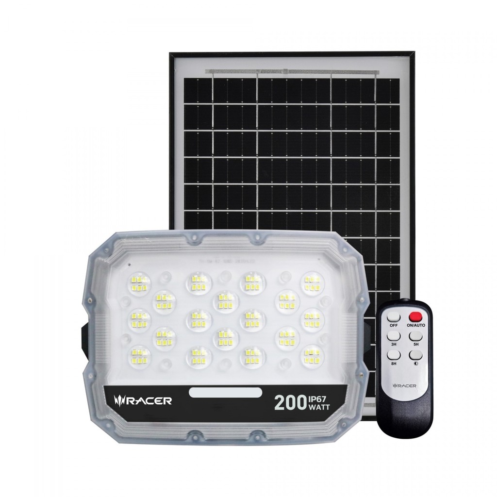 ShopKB RACER โคมไฟฟลัดไลท์ แอลอีดี โซล่าเซลล์ รุ่น แองเกิล  200 วัตต์ แสงเหลือง ยืนหนึ่งในไทย