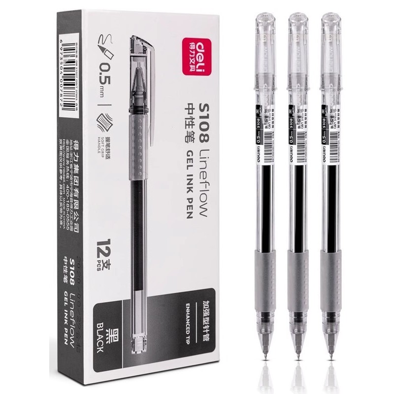 ปากกาดีลี่ S108 ปากกาดีลี่ S108 ปากกาน้ำหมึกเจล 0.5mm ด้ามเรียบเขียนลื่น ปากกาหัวเข็ม 办公用学生用水笔0.5mm 