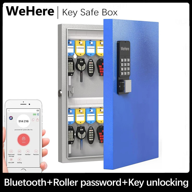 Wehere 32 กล่องล็อคกุญแจ, ตู้เก็บกุญแจติดผนังอัจฉริยะ, otp / app Bluetooth / รหัสคงที่ปลดล็อค Key M