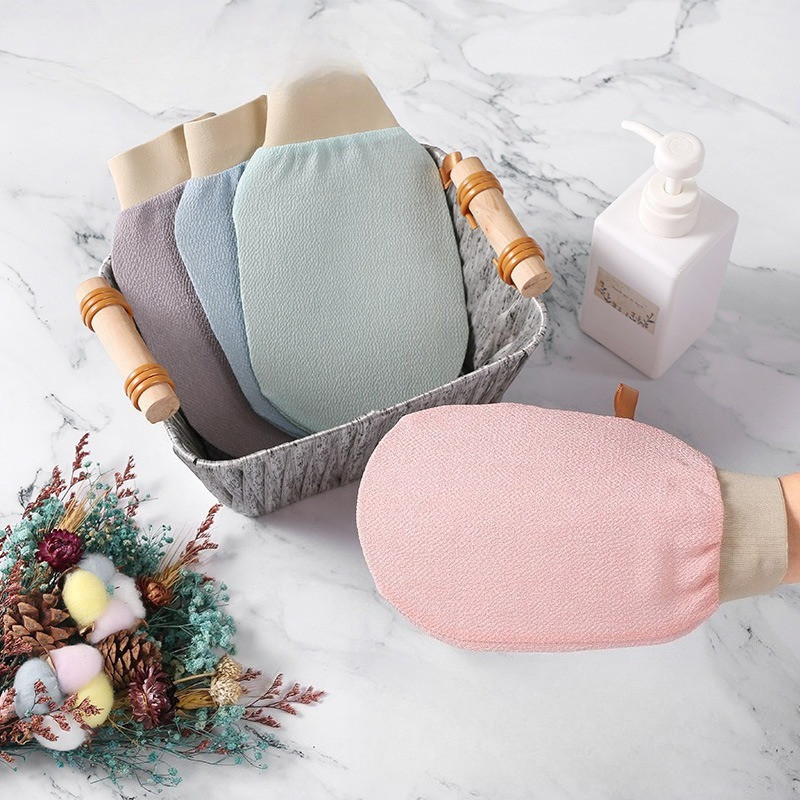 ถุงมืออาบน้ํา ถุงมือสครับ Hammam Exfoliating Body Face Tanning Massage Gloves ถุงมือขัดผิว