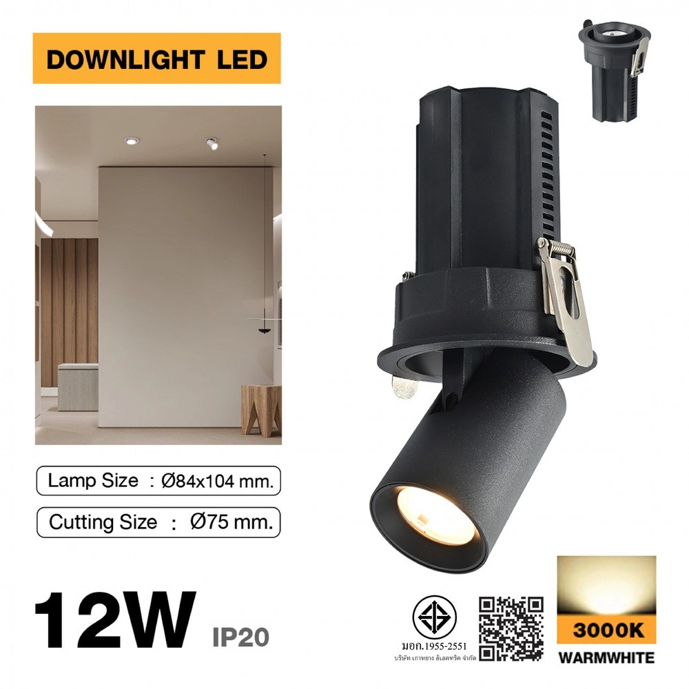 LOCAL789 EILON ดาวน์ไลท์ 12W แสงวอร์ม รุ่นLA-4210/BK สีดำ ร้านอยู่ในไทย