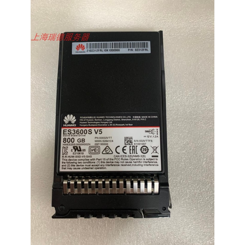 Huawei ES3600S800GW2 800G SAS 12G SSD ES3600S V5 ฮาร์ดไดรฟ์ 02312FRL