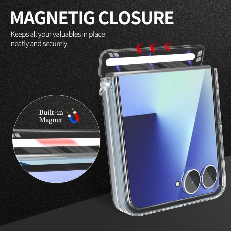 แม่เหล็กโปร่งใสบานพับเคสโทรศัพท์ปลอกสําหรับ Samsung รูปที่ 3