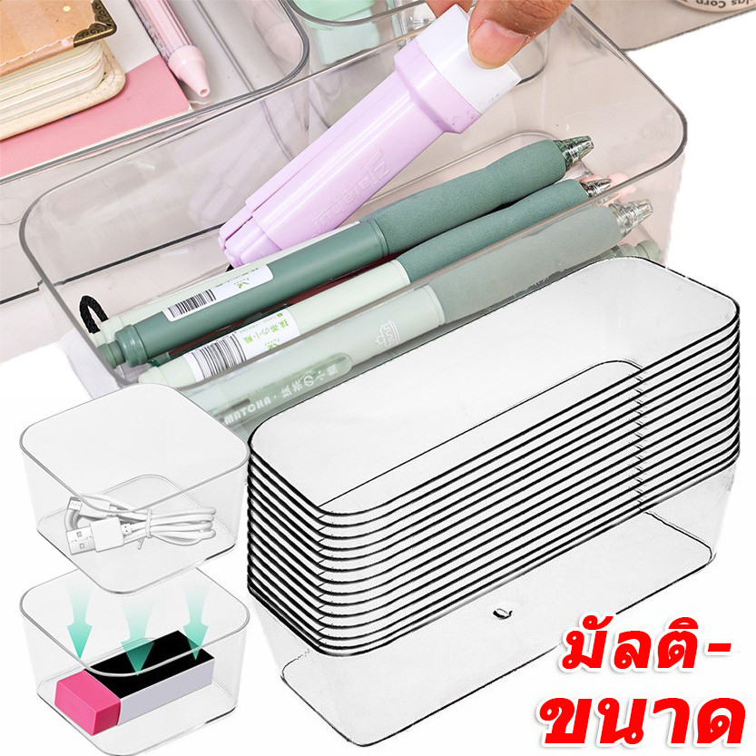 ที่เก็บเครื่องสําอางความจุขนาดใหญ่ / กล่องเก็บเครื่องเขียนเครื่องประดับเดสก์ท็อป / ภาชนะลิ้นชักแบบใสแบบหวีได้