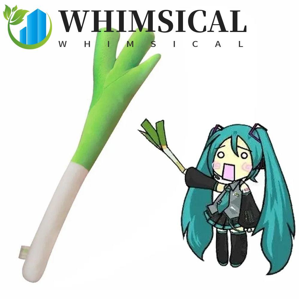 WHIMSICAL Plush หัวหอมสีเขียว, Hatsune Miku Plush พืชยัดไส้ Scallion, Kawaii Vocaloid สั้น 42 ซม. Mi