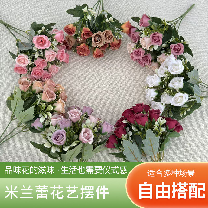 มิลานเล่ย จําลองหัตถกรรมขนาดเล็กตกแต่งดอกไม้ประดิษฐ์ดอกไม้ผ้าไหมตกแต่งบ้านโรงแรมตกแต่งงานฝีมือตกแต่ง