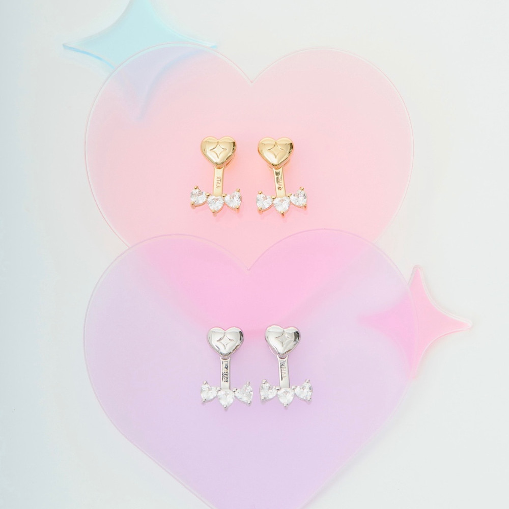YVIS Linked Heart Stud Brass Earring - Vellink Collection