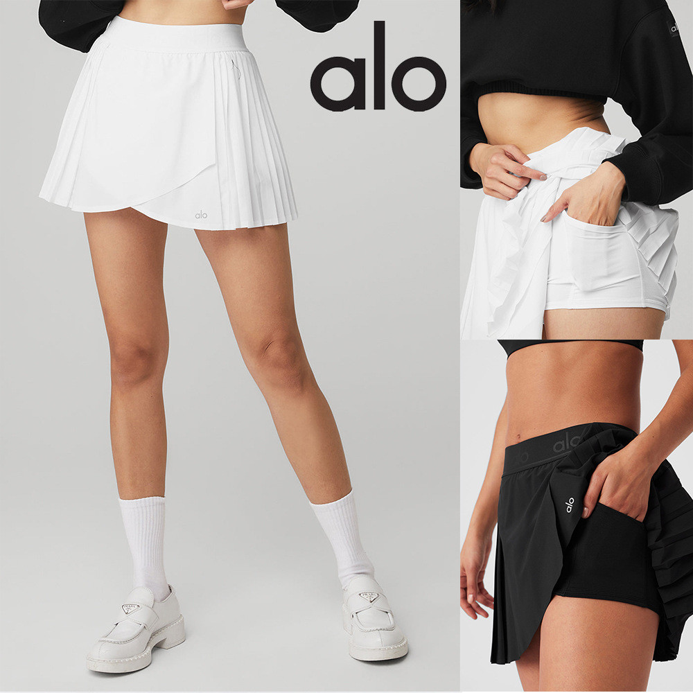 Alo yoga TENNIS SKIRT ACES TENNIS SKIRT กีฬาฟิตเนส SKIRT All-Match Anti-glare กีฬา SKIRT