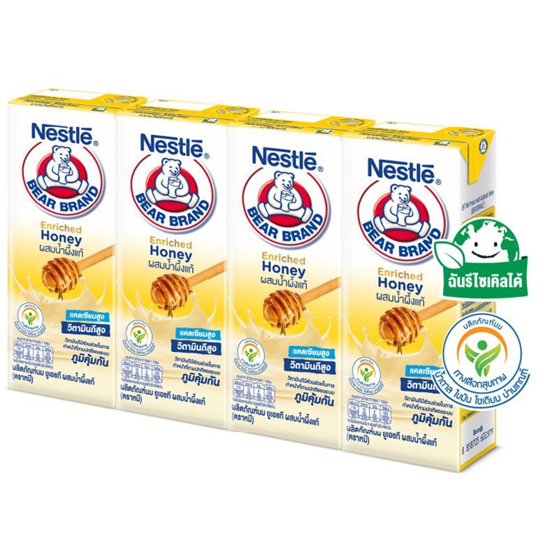 ตราหมีเอ็นริชฮันนี่นิวตริสตองรสน้ำผึ้ง 170มล. แพค 4 Bear Brand UHT Honey 170ml X4 [หมายเลขบาร์โค้ด 8858705602386 ]
