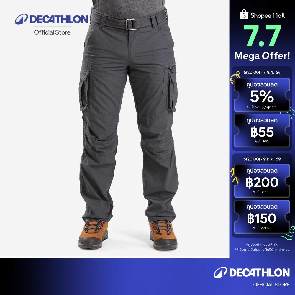 Decathlon Men'S Travel Trekking Cargo Trousers กางเกงเดินป่าผู้ชายเทรคกิ้งทรงคาร์โก้ขายาว รุ่น Travel 500 - Grey