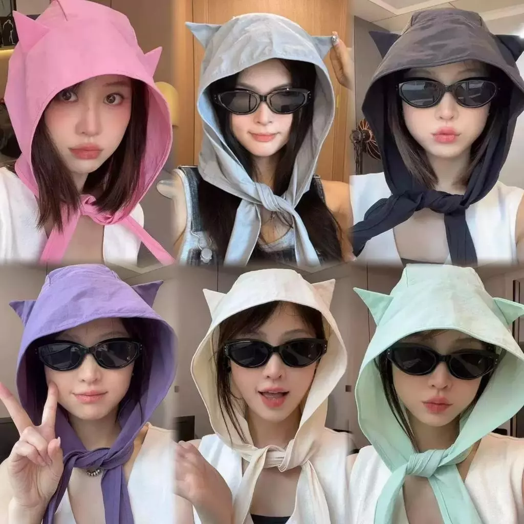 DTXmarket No.Cat166 หมวกกันแดดหูแมวน่ารักๆ ผ้าคลุมผมสวมใส่สบาย ระบายอากาศได้ดี หมวกแฟชั่น