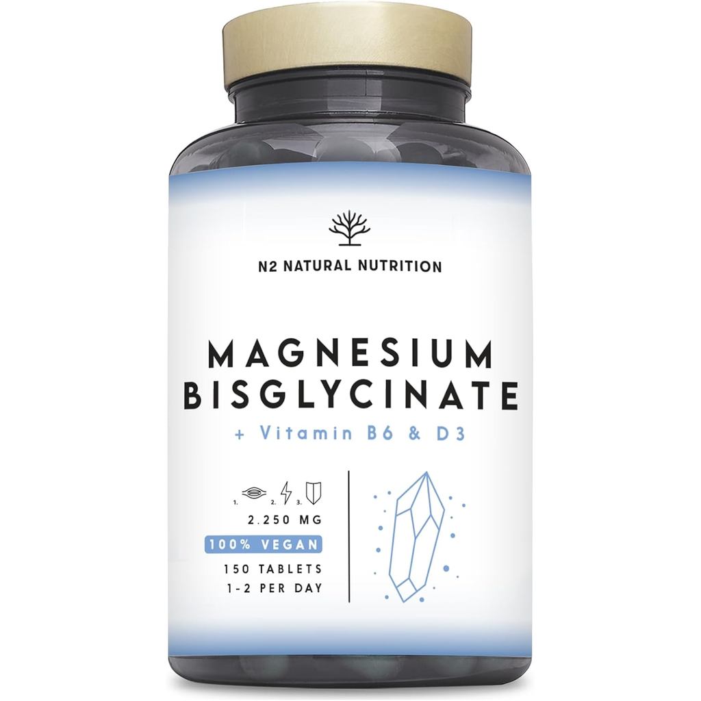 Daily Dose Is 2250mg Magnesium Glycinate, 450mg Element Vitamin+Vitamin B6+Vitamin D3, ใช้ลดความเมื่