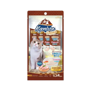 Kaniva Creamy Treat คานิว่า ขนมแมวเลีย ฟรีซดราย Freeze Bits สำหรับแมว แพ็ค 4 ซอง ขนาด 15 กรัม/ซอง