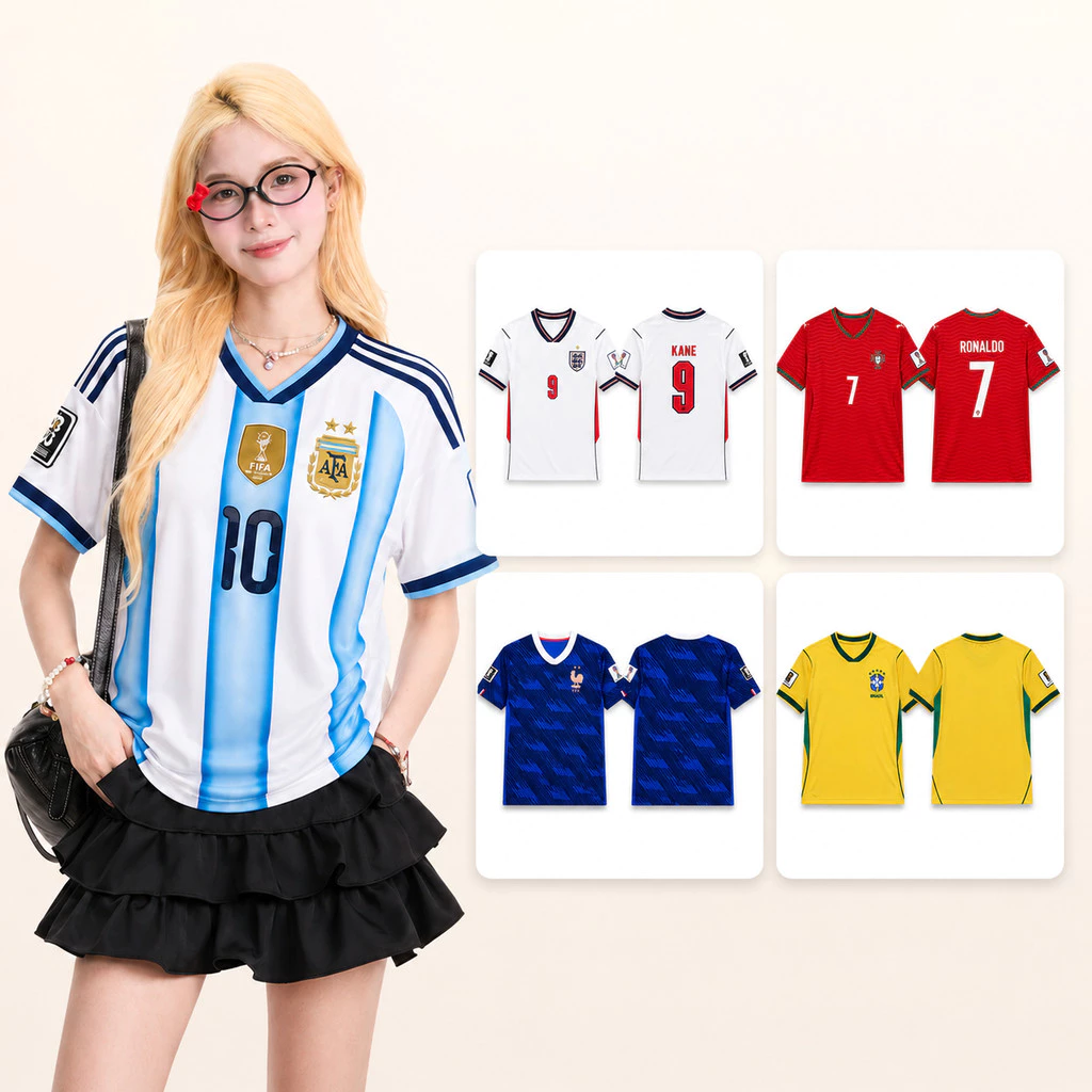 เสื้อฟุตบอลผู้หญิงอาร์เจนตินา คอวี ทรงโอเวอร์ไซซ์
