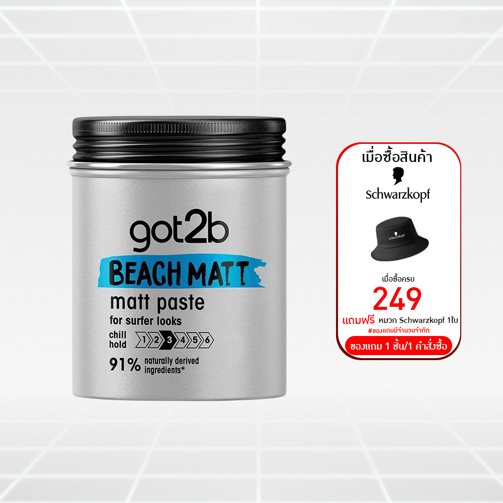 Schwarzkopf Got2b Beach Matt แว็กซ์จัดแต่งทรงผม สูตรบีช แมทท์ (กระปุก 100 มล.)