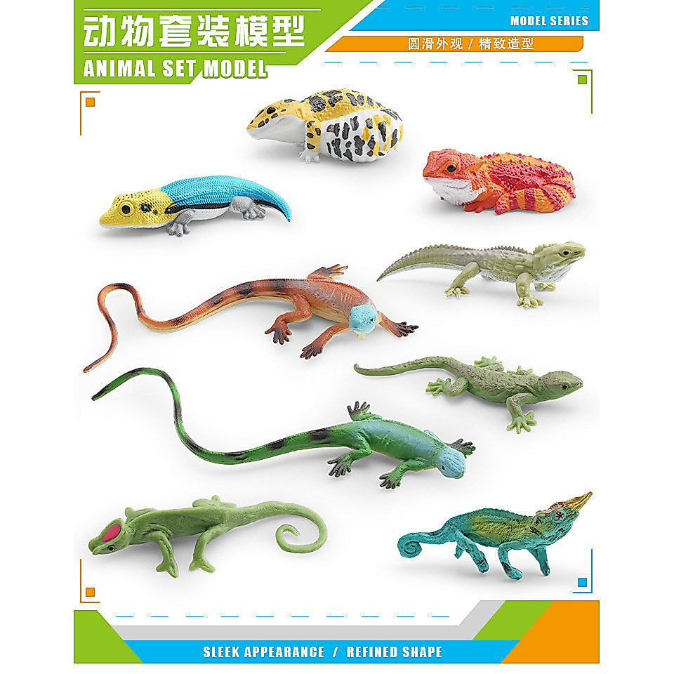 จําลองสัตว์ป่า Lizard Model Bearded Dragon Lizard Stone Dragon Leopard Gecko Chameleon Trick Lizard 