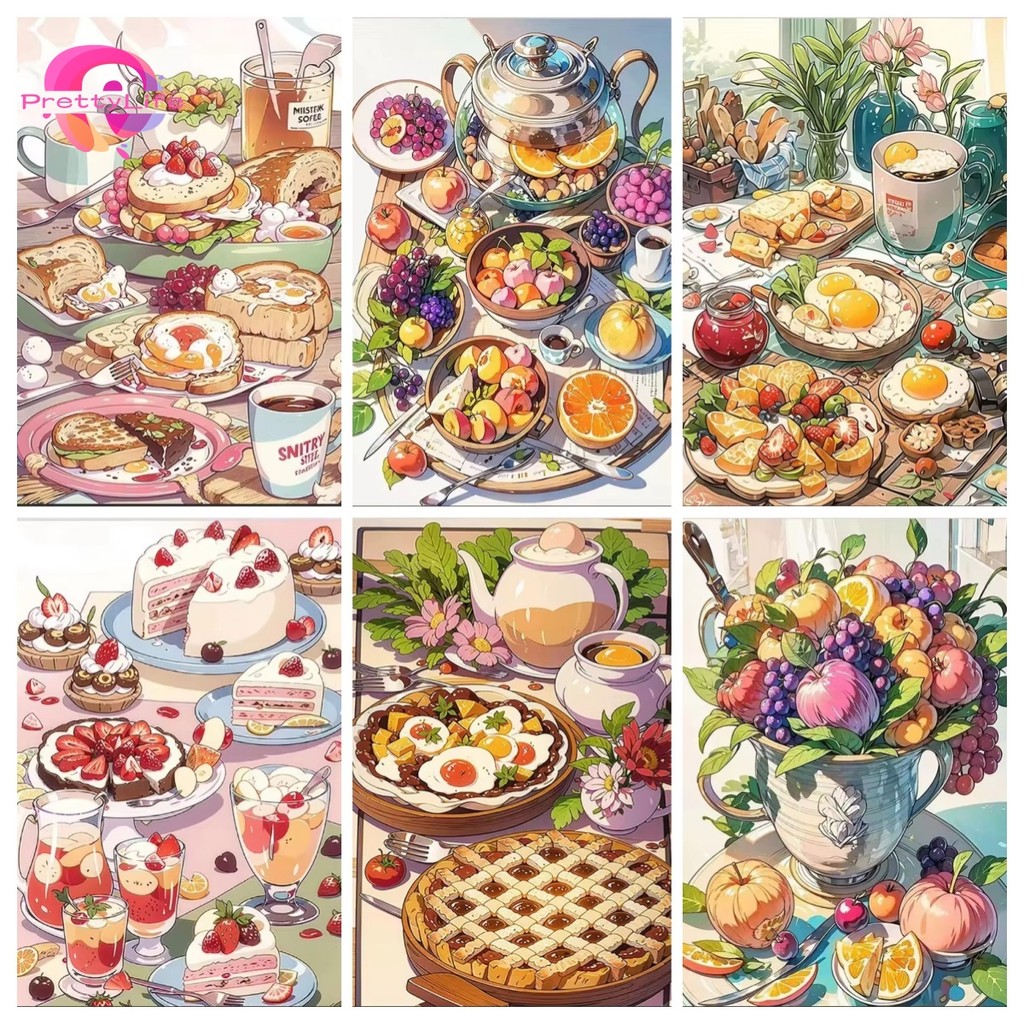น.อาหารอร่อย5ง งIY ภาพวาดเพชร/ภาพสีน้ํามันดิจิตอลคริสตัลปักครอสติเต็มรอบเพชรโมเสคเพชรเย็บปักถักร้อยชุด พลอยเทียม ตกแต่งบ้าน30x40ซม
