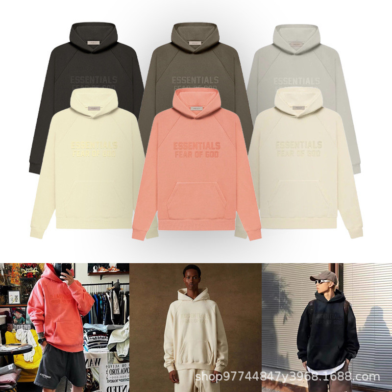 9HNK FEAR OF GOD FOG Double Line ESSENTIALS High Street ฤดูใบไม้ร่วงฤดูหนาว Hoodie ฤดูใบไม้ผลิร้อนเส