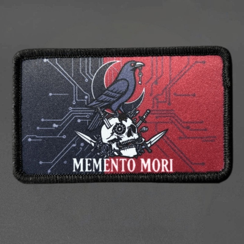 "Memento Mori" การพิมพ์ Patch Owl ยุทธวิธีเสื้อกั๊ก Hook & Loop Badge กระเป๋าเป้สะพายหลัง Morale สติกเกอร์ Appliques Armband แพทช์สําหรับเสื้อผ้า