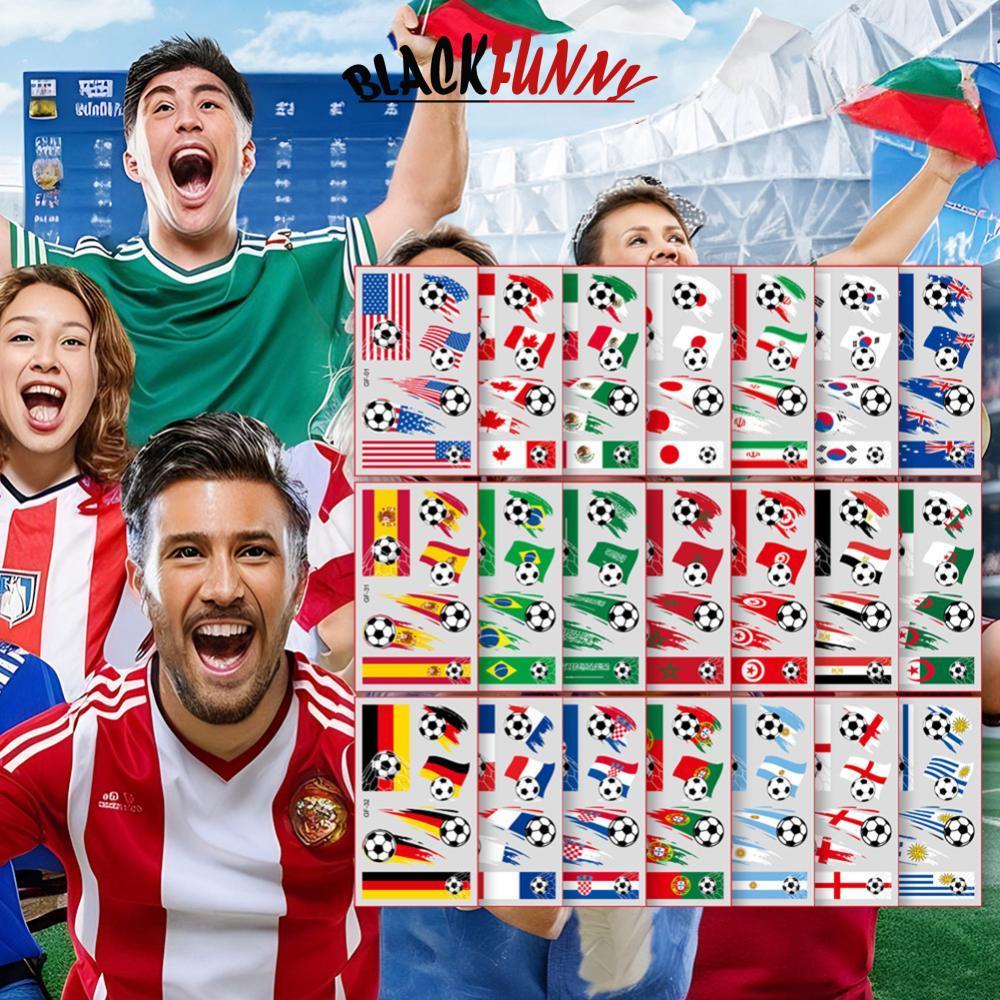 BLACKFUNNY 10 แผ่น Win Goal National Flag สติกเกอร์หน้าชั่วคราวสําหรับฟุตบอลฟุตบอลเกมกีฬาแฟนปาร์ตี้แ