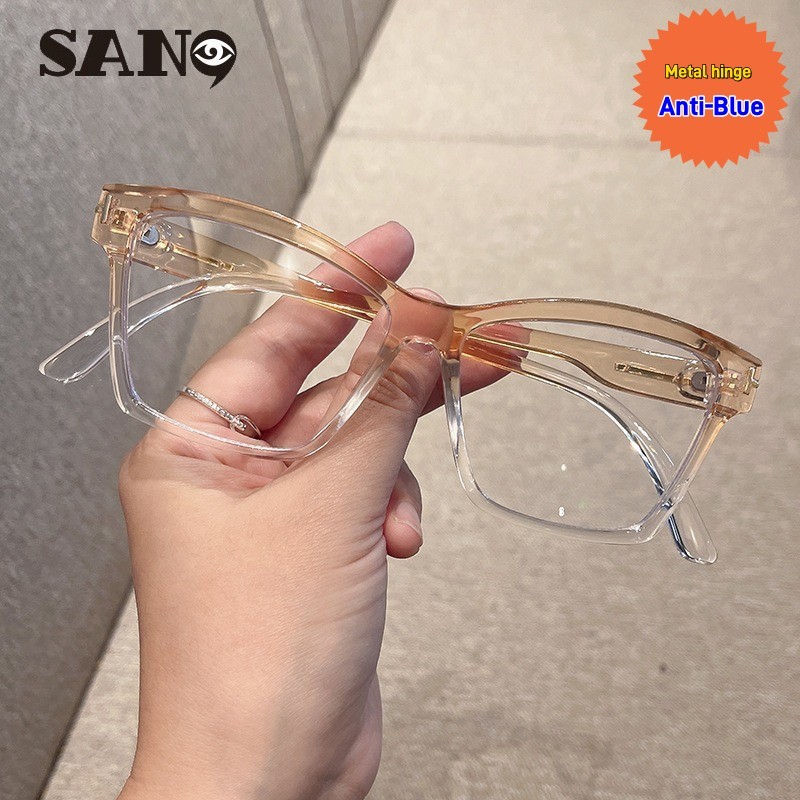 San9 ยุโรปและอเมริกา T-word Anti-blue Cat Eye ส่วนบุคคล Simple Retro กรอบแว่นตาเปลี่ยนเลนส์ COD