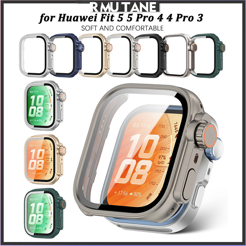 กรณีพีซีแก้วนิรภัยสำหรับนาฬิกา for Huawei Fit 5 5 Pro / 4 4 Pro Bumper ปกหน้าจอฟิล์มแข็งสำหรับ for Huawei Fit 3