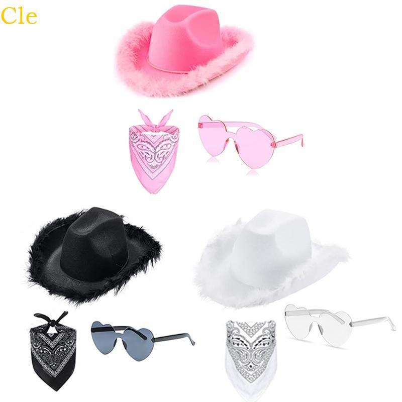Cle Cowboy Hat Glasses Bandana Set Bachelorette Bandanas Cowgirl ชุดเจ้าสาว