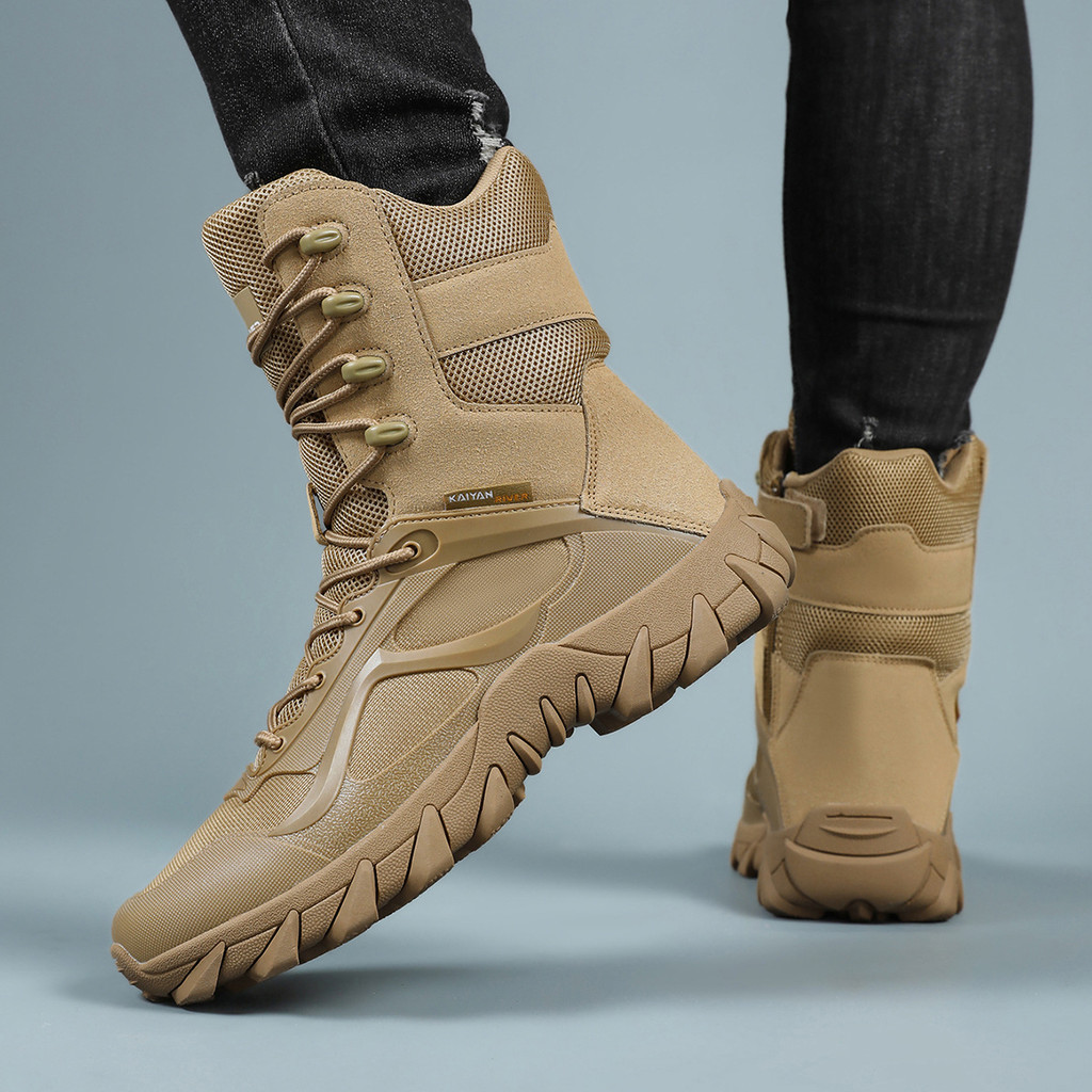 ผู้ชาย High-Top ยุทธวิธีรองเท้าทหารรองเท้ากลางแจ้งทหาร COMBAT รองเท้ากลางแจ้ง Multi-Terrain COMBAT ก