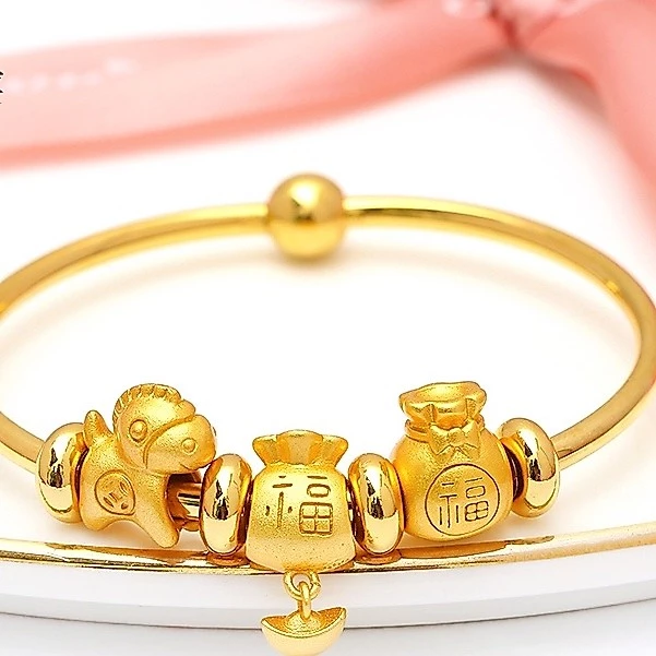 สร้อยข้อมือลูกปัดทรงกลมขนาดเล็ก สีทอง สำหรับทำเครื่องประดับ DIY