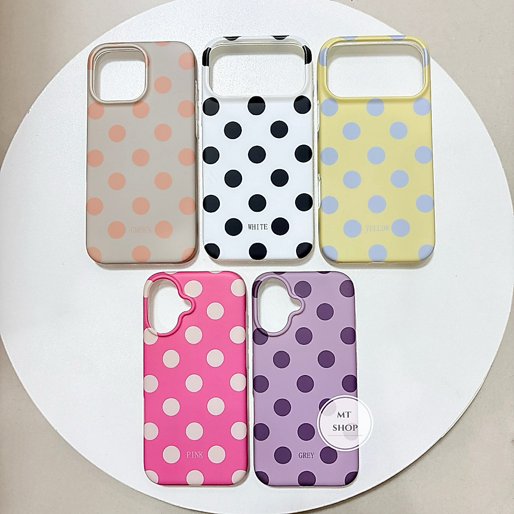 MT-Case PC เคสหลังแข็ง IMD polka dot ลายโพกาด็อท ขอบซิลิโคนหลังแข็งสำหรับรุ่นไอโฟน 13/14-17ProMax