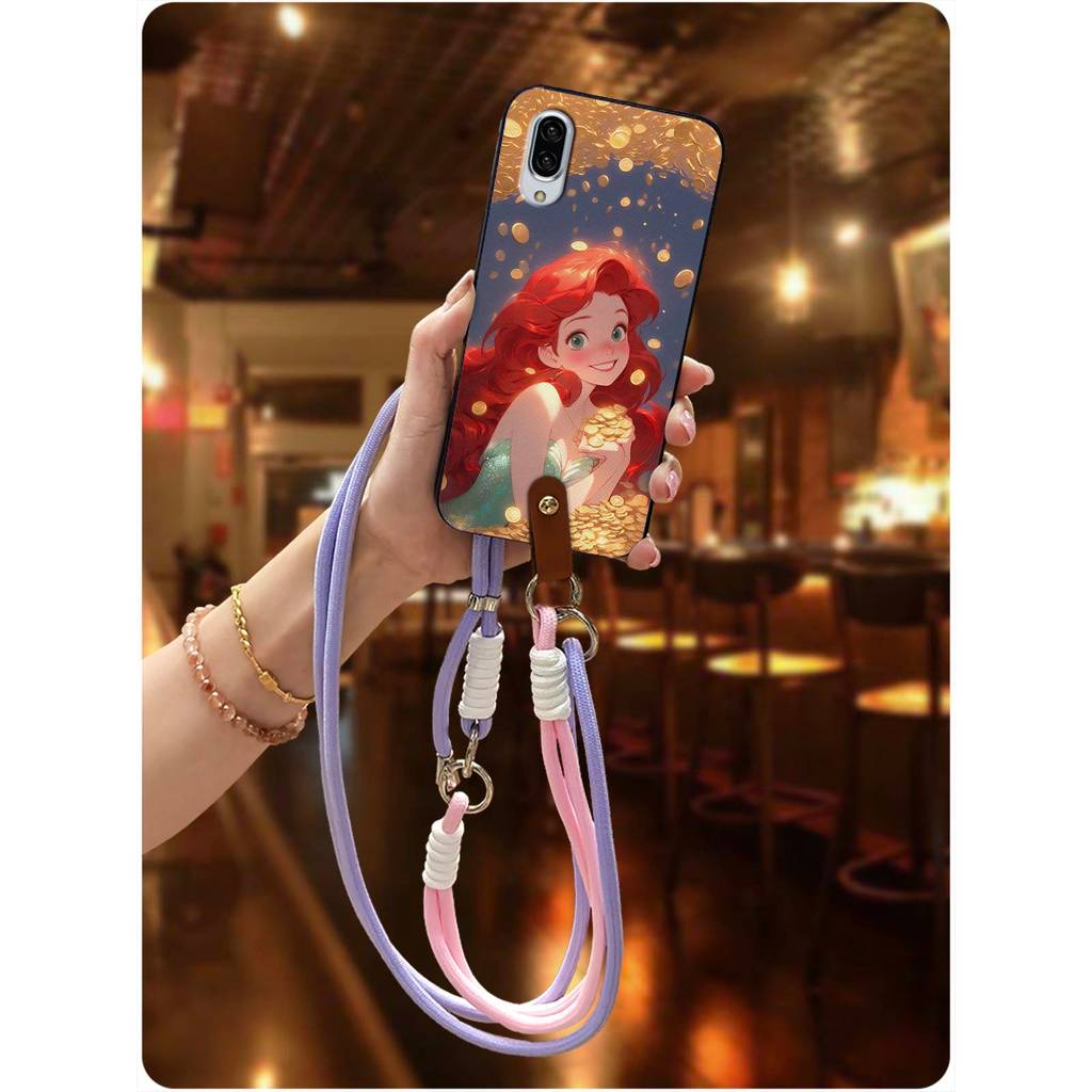 สร้อยคอกันกระแทกเคสโทรศัพท์สําหรับSharp Aquos Sense3 plus/SHV46 Graffiti TPUกันน้ําCrossbodyแฟชั่นออ