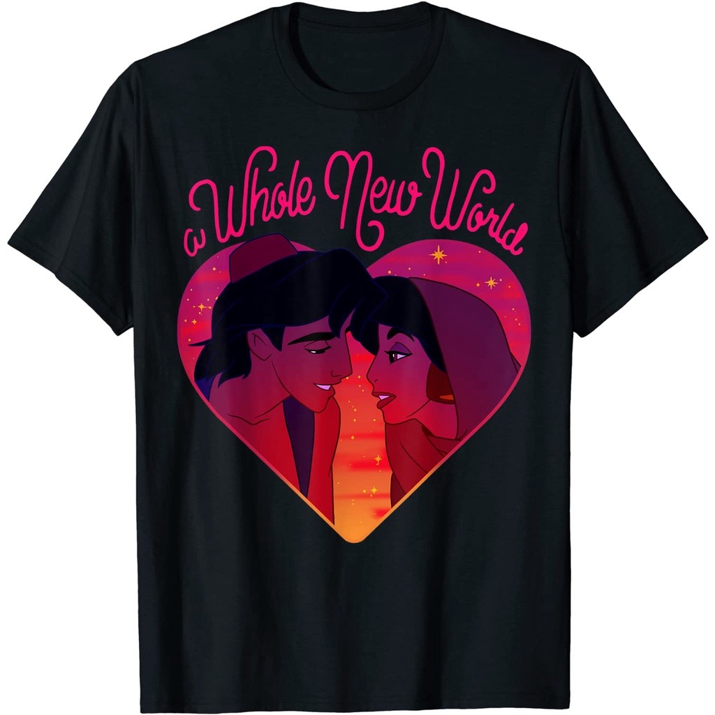 Disney Aladdin Whole New World Jasmine Heart Graphic T-Shirt - T-Shirt - Adult T-Shirt - Mens T-Shir