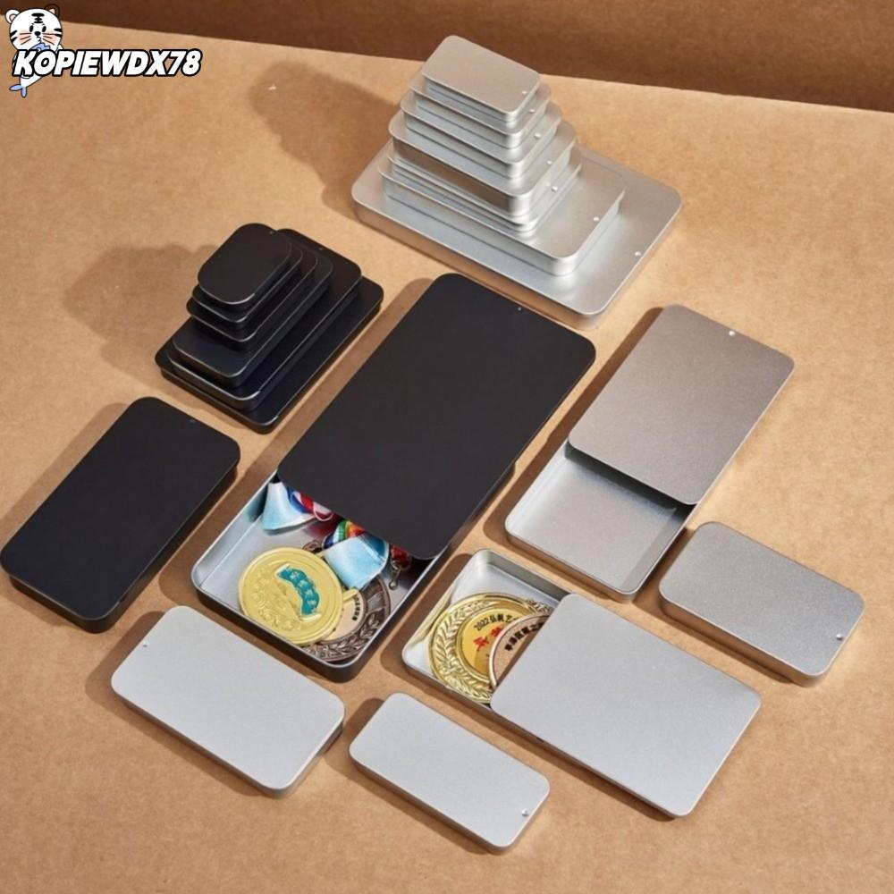 KOPIEWDX78MN กล่องดีบุกฝาเลื่อน, โลหะหลายขนาดรูปสี่เหลี่ยมผืนผ้า Push-Pull กล่องดีบุก, แบบพกพาคอนเทนเนอร์ Tinlate วัสดุขนาดเล็กสไลด์ด้านบนมินิกล่องเหล็กเครื่องสําอางเก็บ