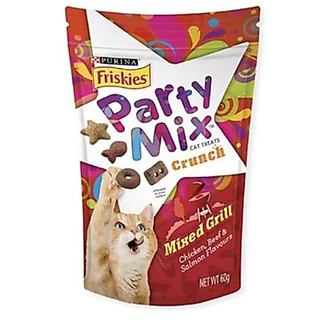 Friskies Partymix 60g. ปาร์ตี้มิกซ์ขนมแมว กรุบกรอบ 60กรัม. (มี3 รสชาติ)
