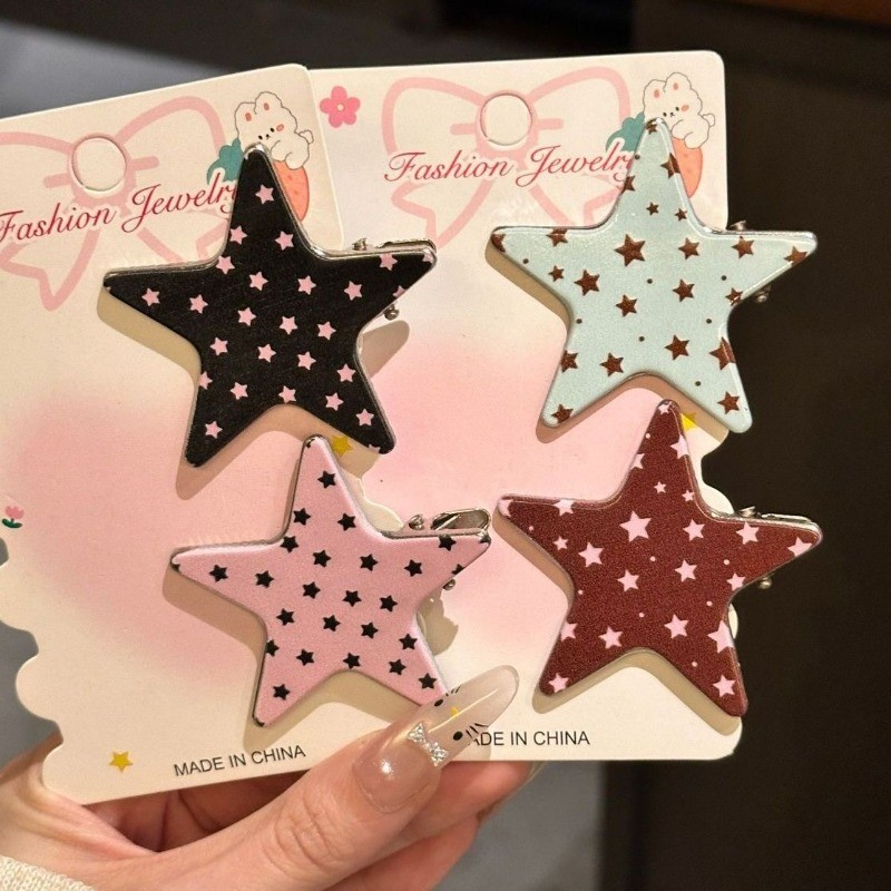 2 ชิ้นน่ารัก Star Polka Dot กิ๊บติดผม Y2K ความงาม BB Barrettes สําหรับ Bangs Hairpin
