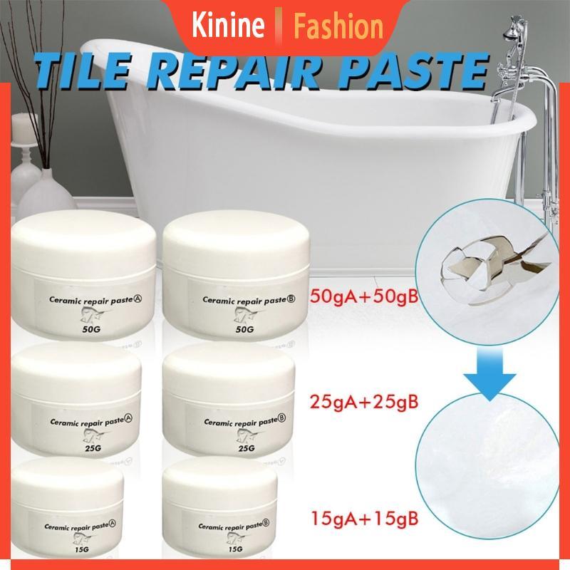 KIN เซรามิคซ่อม A + B Tub Tile Shower ชุดซ่อมอ่างอาบน้ําสีขาว Crack Refinishing Porcelain ไฟเบอร์กลาสอะคริลิค