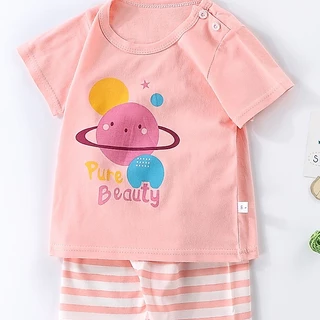 ใหม่!!เสื้อผ้าเข้าชุดสำหรับลูกน้อย เหมาะกับวัยหัดเดิน หรือเด็ก 6 เดือนขึ้นไป ชุดเข้าเซ็ตพิมพ์ลายการ์ตูน