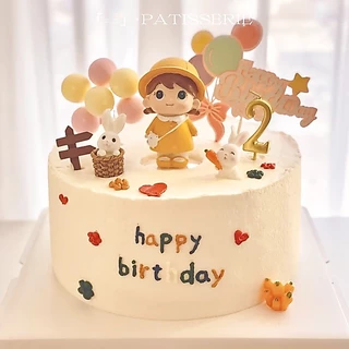 🔥พร้อมส่ง🔥 ตุ๊กตาแต่งเค้ก เด็กน้อยชุดเหลืองใส่หมวก CAKE ขนาดเล็กน่ารัก อุปกรณ์ตกแต่งเค้ก DD11