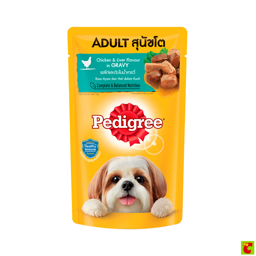 Pedigree طعام كلاب بالغة رطب دجاج وكبد بالمرق 130 غ