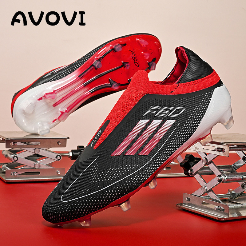 AVOVI รองเท้าฟุตบอลสไตล์ใหม่ รองเท้าแบบไม่มีเชือก FG Outdoors Comfortable LOWS-Tops Training Shoes
