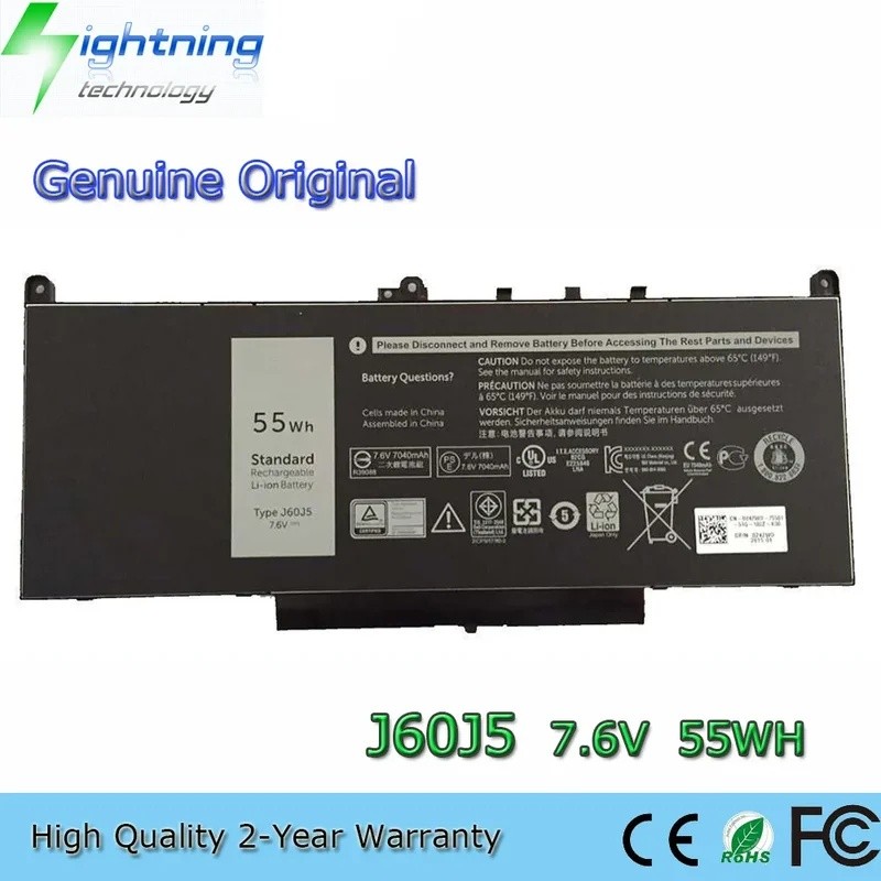 ใหม่ J60J5 7.6V 55Wh แบตเตอรี่แล็ปท็อปสําหรับ Dell Latitude E7270 E7470 MC34Y 242WD GG4FM R1V85 ฯลฯ.