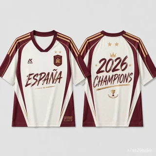 พร้อมส่ง เสื้อฟุตบอลแฟชั่นผู้หญิง ทีมชาติสเปน 2026 สีชมพู คอวี ทรงหลวม YAMAL 19 / FERRAN 7 ผ้าเมชแห้งไว XS-4XL